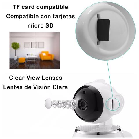Dam Telecamera Ip Wifi Motorizzata  360° Hd 720p, Visione Notturna, Rilevatore Di Movimento 9x8x13 Cm. Colore Bianco - Foto 6