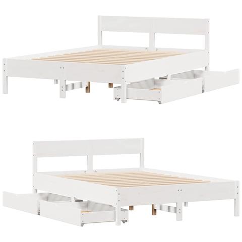 Letto senza Materasso Bianco 120x200 cm Legno Massello di Pino - Foto 2