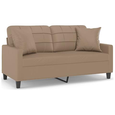 Divano A 2 Posti Con Cuscini Cappuccino 140 Cm In Similpelle - Foto 2