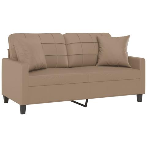 Divano A 2 Posti Con Cuscini Cappuccino 140 Cm In Similpelle - Foto 3