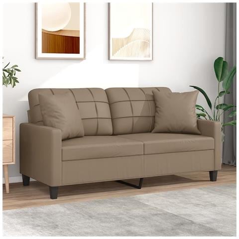 Divano A 2 Posti Con Cuscini Cappuccino 140 Cm In Similpelle - Foto 1