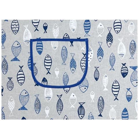 Pack 2 Pezzi Grembiule Alto Pettorina Cucina Chef Casa Con Tasche Pesci Azzurro - Foto 2