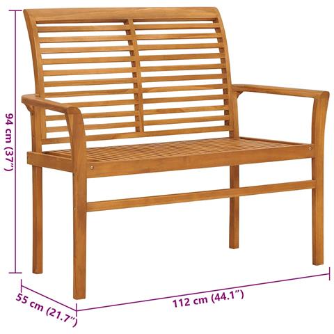 Panca Da Giardino E Cuscino Grigio Talpa 112 Cm Massello Teak - Foto 8