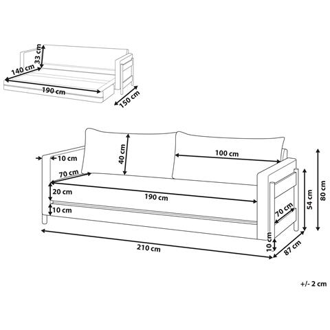 Divano Letto 3 Posti Orsa Tessuto Marrone Chiaro - Foto 5
