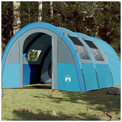 Tenda da Campeggio a Tunnel per 4 Persone Blu Impermeabile - Foto 1