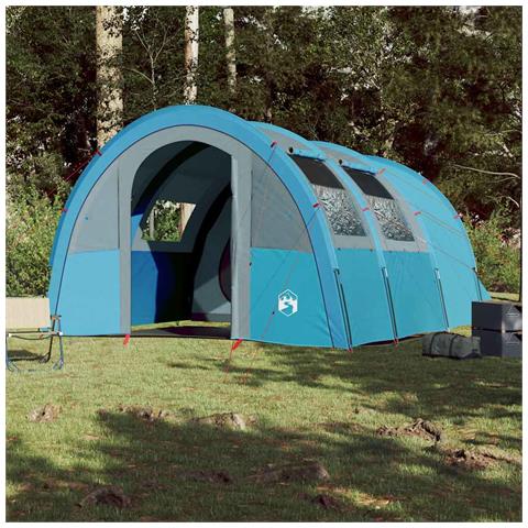 Tenda da Campeggio a Tunnel per 4 Persone Blu Impermeabile - Foto 2