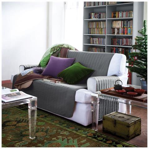 Copridivano Caleffi Bicolor In Cotone Colore Grigio Misura 3 Posti - Foto 1