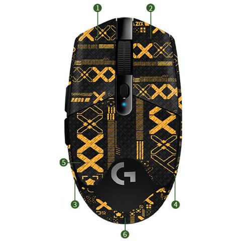 Presa Migliorata: Adesivi Antiscivolo Per Mouse Logitech G304 Black&gold - Foto 1