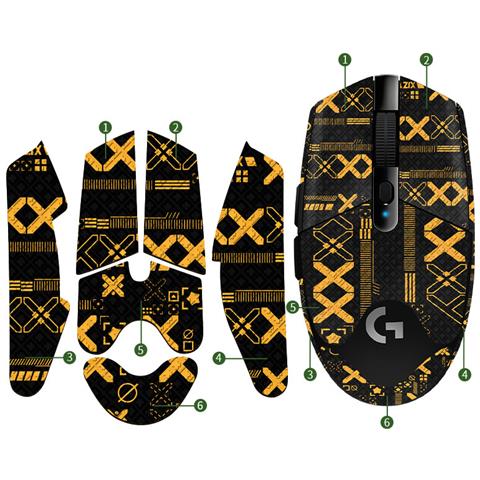 Presa Migliorata: Adesivi Antiscivolo Per Mouse Logitech G304 Black&gold - Foto 2