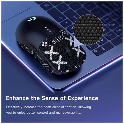 Presa Migliorata: Adesivi Antiscivolo Per Mouse Logitech G304 Black&gold - Foto 5