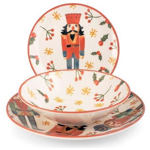 Servizio tavola natalizio 12 pezzi William in stoneware decorato - Foto 1