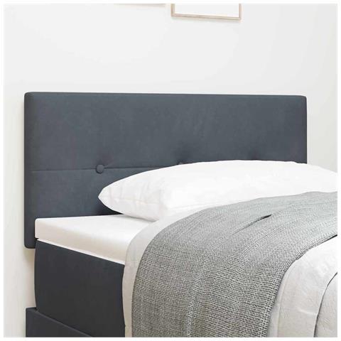 Testiera  Imbottita con Bottoni Grigio Scuro 80 cm in Velluto - Foto 2