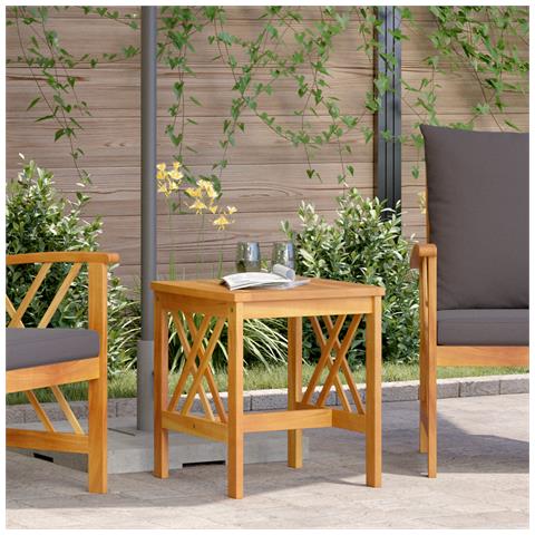 Tavolo laterale da giardino Marrone 45x45x50 cm in legno massello di acacia - Foto 2