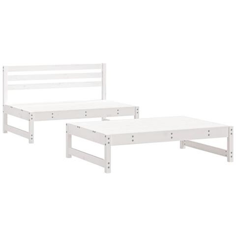 Set Salotto da Giardino 2 pz Bianco in Legno Massello di Pino - Foto 1