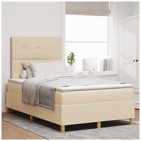 Letto Box Spring Con Materasso Panna Matrimoniale Piccola Tessuto - Foto 2