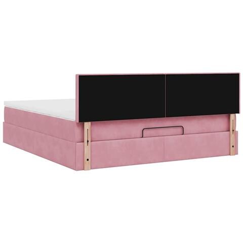 Struttura Letto Pouf con Materasso Rosa 180x200 cm in Velluto - Foto 9