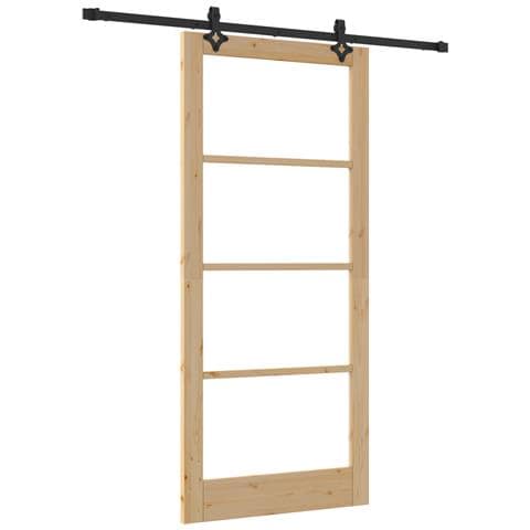 Porta scorrevole  con kit hardware 'ORKDAL'in legno massello e vetro, Porta interna  con vetro 'ORKDAL'93x211x4 cm in legno massello di pino - Foto 1