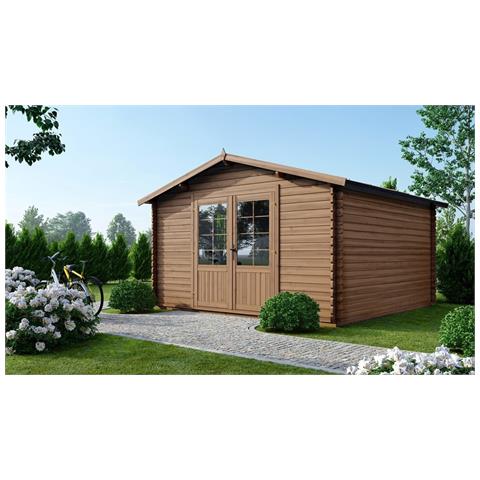 Casetta Da Giardino In Legno - 15.2m2 - 3.9x3.9m - Impregnata - 34mm - Colore: Marrone - Foto 1