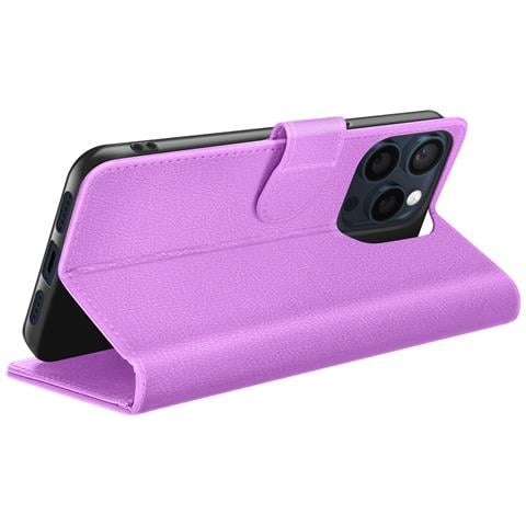 Custodia A Portafoglio Per Iphone 15 Pro Max Con Supporto E Linguetta Magnetica, Viola - Foto 2