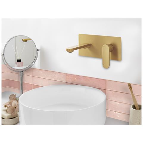 Rubinetto Miscelatore Da Parete Per Lavabo Chungara Ottone Oro - Foto 1