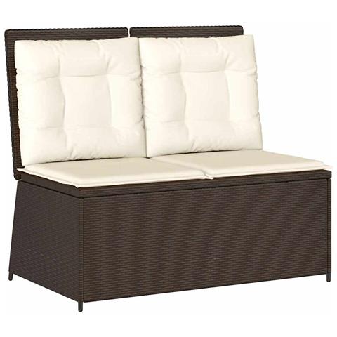 Panchina da giardino con cuscino Marrone Poly Rattan - Foto 1