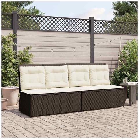 Panchina da giardino con cuscino Marrone Poly Rattan - Foto 2