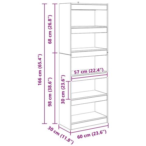 Armadio per Libri Legno vecchio 60 x 30 x 166 cm - Foto 9
