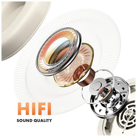 Cuffie Audio Senza Fili Bluetooth Hi-fi 46h Con Bassi Potenti, Bianco - Foto 4