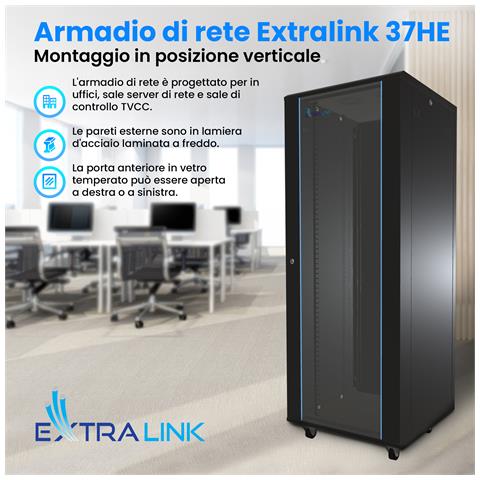 Armadio per montaggio su rack 37U 600x1000 Nero in piedi - Foto 1