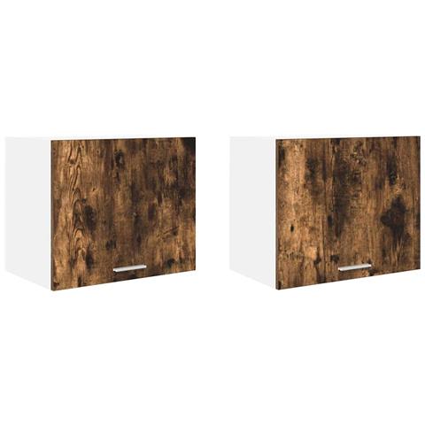 Armadio pensile con porta Riga 2 pcs Rovere Affumicato e Bianco - Foto 1