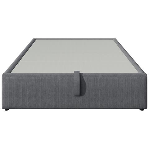 Letto Matrimoniale In Cotone Grigio Minimal Con Rete A Doghe - Foto 3