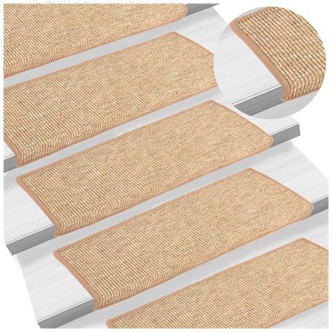 Tappetini per scale 15 pz 65x21x4 cm Marrone chiaro Bordo rettangolare - Foto 2