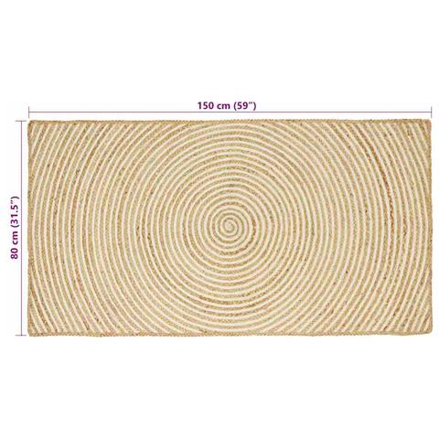Tappeto Naturale e Bianco 80 x 150 cm Juta - Foto 8