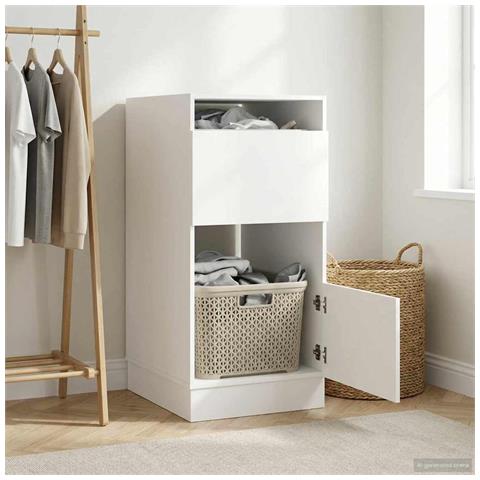 Mobile da lavanderia Bianco 50 x 68 x 102 cm Legno multistrato - Foto 2