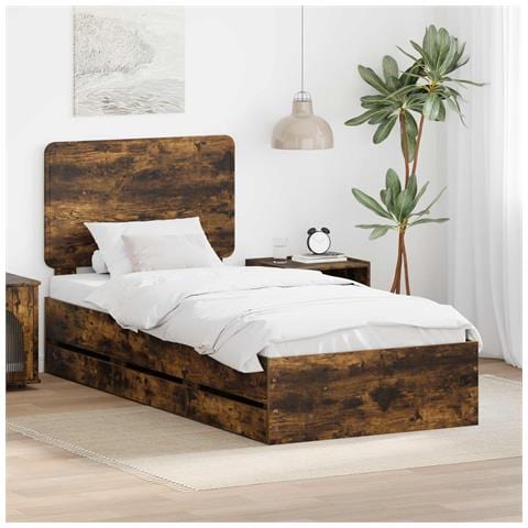 Struttura del letto con cassetto Rovere fumé 75 x 190 cm - Foto 2