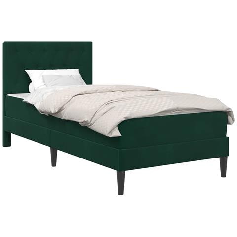 Struttura letto con materasso Verde Scuro 100 x 200 cm Velluto - Foto 1