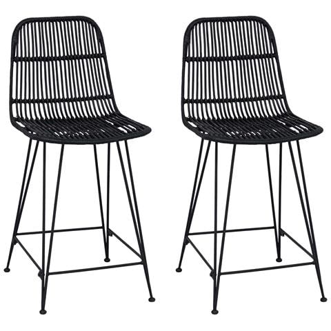 Sgabello da bar 2 pcs Nero 44 x 54 x 96 cm Rattan e acciaio - Foto 1