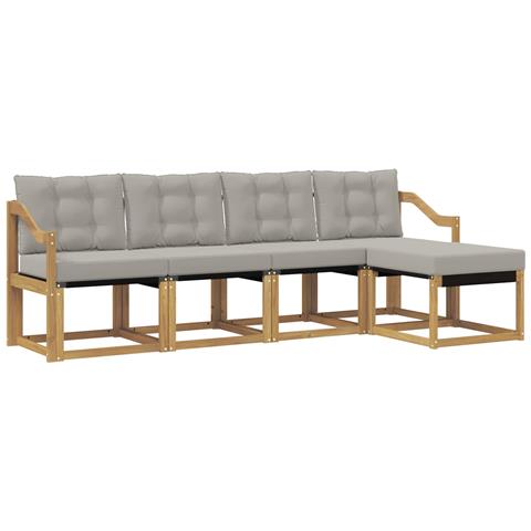 Set di divani da esterno 5 pcs Bianco e Grigio Chiaro - Foto 1