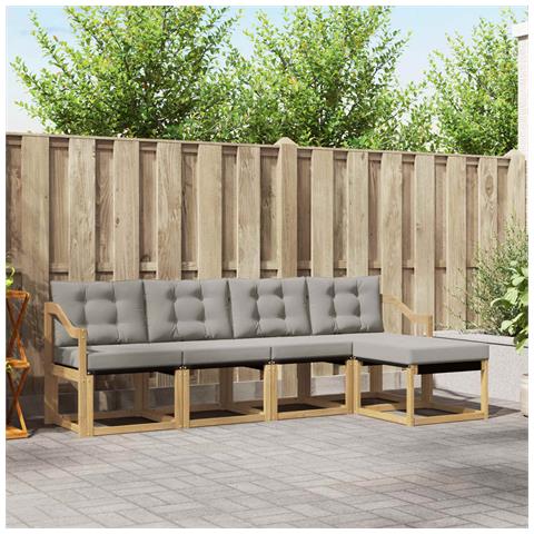 Set di divani da esterno 5 pcs Bianco e Grigio Chiaro - Foto 2