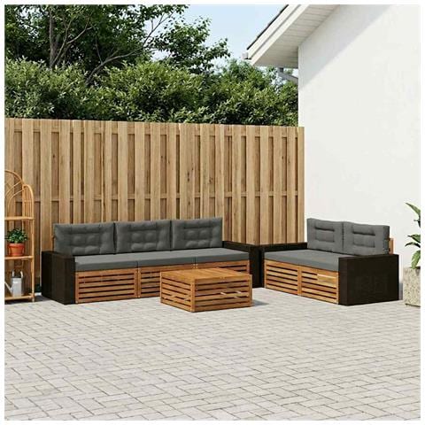 Set di divani da esterno 6 pcs Naturale e Antracite - Foto 2