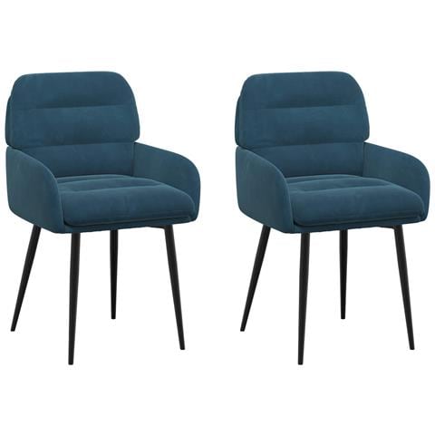 Sedie da pranzo 2 pcs Velluto (V) Blu 59 x 59,5 x 90 cm - Foto 1