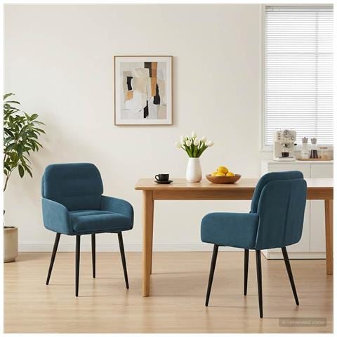 Sedie da pranzo 2 pcs Velluto (V) Blu 59 x 59,5 x 90 cm - Foto 2