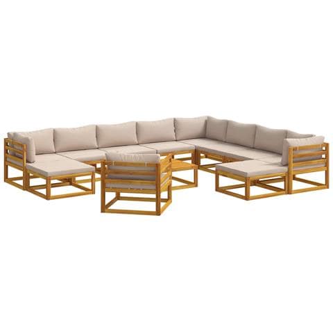 Set di divani 12 pz Naturale Legno di Acacia Massello - Foto 1