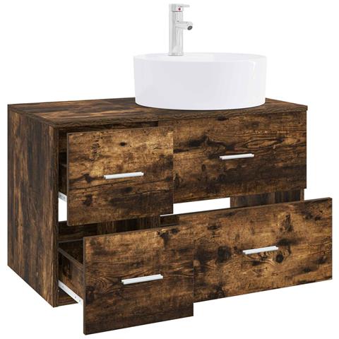 Set di mobili per il bagno 2 pz Rovere Fumo - Foto 2