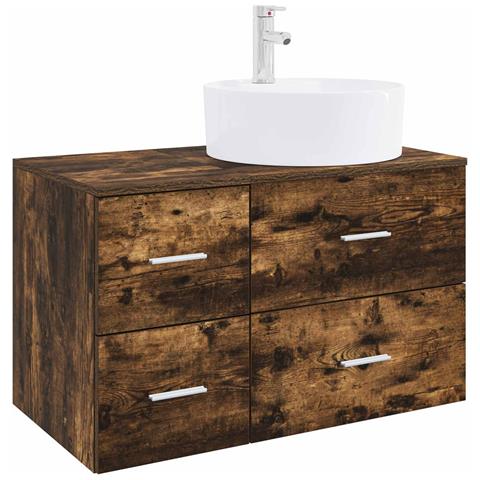 Set di mobili per il bagno 2 pz Rovere Fumo - Foto 1