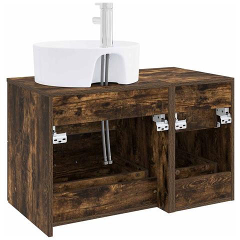 Set di mobili per il bagno 2 pz Rovere Fumo - Foto 9