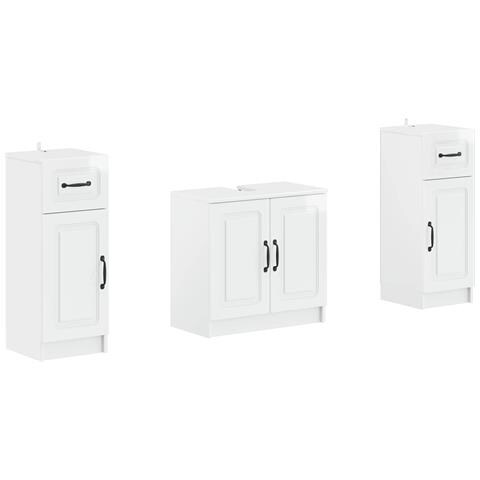 Set di Armadi da Bagno da 2 Pezzi UTRECHT Bianco Lucido - Foto 1
