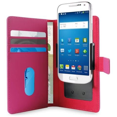 Custodia PU Univ Medium con Aggancio Scorrevole Regolabile+1Tasca Banconote+3 Vani Carta Fucsia - Foto 1