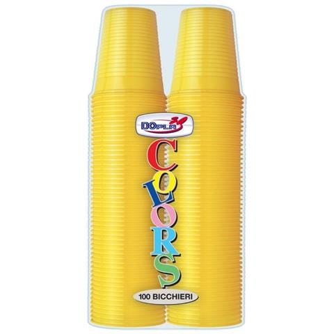 100 Bicchieri Plastica Colorata 200 Cc - Giallo - Foto 2