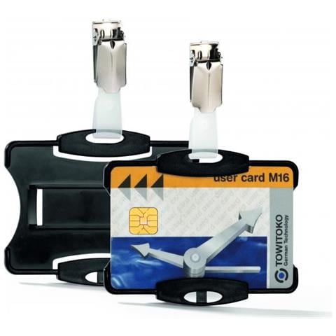 Portabadge Rigido Clip Metallo 54x87 Mm (hxl) Frontale Aperto Nero 25 Pz - Foto 1